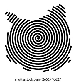 Mapa de símbolos da cidade Baiersbronn (Baden-Württemberg, Alemanha) mostrando a cidade com uma linha espiral preta