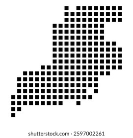 Symbol Map of the City Baldwin Park (California) showing the city with a pattern of just a few black squares