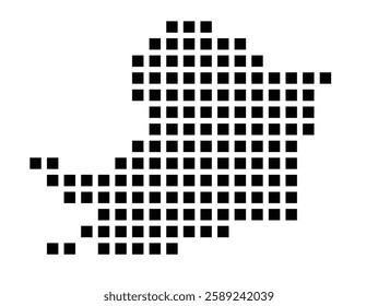 Symbol Map of the City Balti (Moldova) showing the city with a pattern of just a few black squares