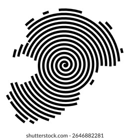 Mapa de símbolos da cidade Bannewitz (Sachsen, Alemanha) mostrando a cidade com uma linha espiral preta