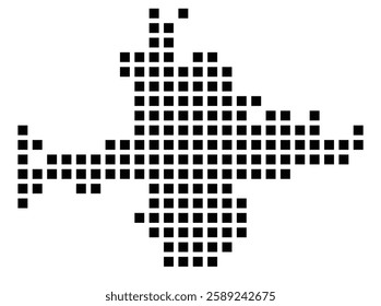 Symbol Map of the City Banska Bystrica (Slovakia) showing the city with a pattern of just a few black squares