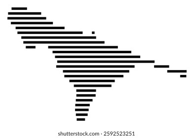 Symbol Map of the City Bari (Italy) showing the city with a few black horizontal lines