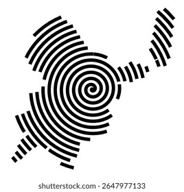 Symbol Map of the city Barmstedt (Schleswig-Holstein, Germany) showing the city with a black spiral line