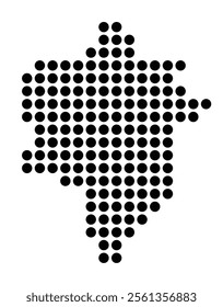 Symbol Map of the City Basel (Switzerland) showing the city with a pattern of just a few black dots