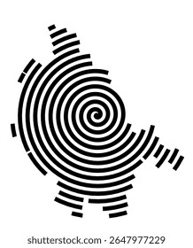 Symbol Map of the city Bassum (Niedersachsen, Germany) showing the city with a black spiral line