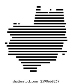 Symbol Map of the City Batorz (Poland) showing the city with a few black horizontal lines