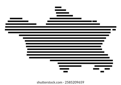 Symbol Map of the City Baunatal (Germany) showing the city with just a few black horizontal lines