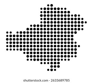 Symbol Map of the city Münchberg (Bayern, Germany) showing the city with a pattern of just a few black dots