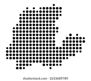 Symbol Map of the city Mömbris (Bayern, Germany) showing the city with a pattern of just a few black dots