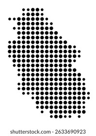 Symbol Map of the city Günzburg (Bayern, Germany) showing the city with a pattern of just a few black dots