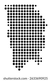 Symbol Map of the city Großostheim (Bayern, Germany) showing the city with a pattern of just a few black dots