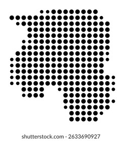 Symbol Map of the city Gröbenzell (Bayern, Germany) showing the city with a pattern of just a few black dots