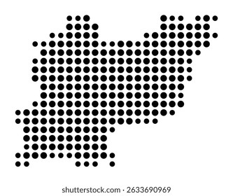 Symbol Map of the city Eichstätt (Bayern, Germany) showing the city with a pattern of just a few black dots