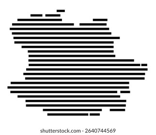 Symbol Map of the city Roßtal (Bayern, Germany) showing the area of the city with just a few black horizontal lines