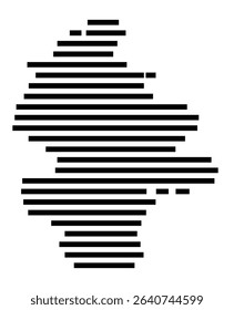 Symbol Map of the city Peißenberg (Bayern, Germany) showing the area of the city with just a few black horizontal lines
