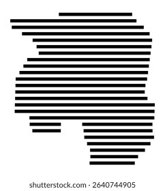 Symbol Map of the city Gröbenzell (Bayern, Germany) showing the area of the city with just a few black horizontal lines