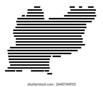 Symbol Map of the city Eichstätt (Bayern, Germany) showing the area of the city with just a few black horizontal lines