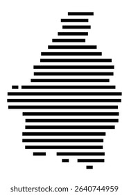 Symbol Map of the city Bruckmühl (Bayern, Germany) showing the area of the city with just a few black horizontal lines