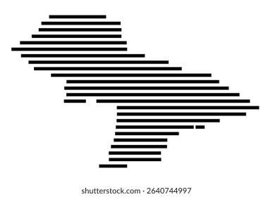 Symbol Map of the city Altötting (Bayern, Germany) showing the area of the city with just a few black horizontal lines