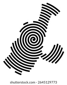 Symbol Map of the city Grünwald (Bayern, Germany) showing the city with a black spiral line