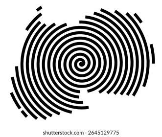 Symbol Map of the city Unterföhring (Bayern, Germany) showing the city with a black spiral line