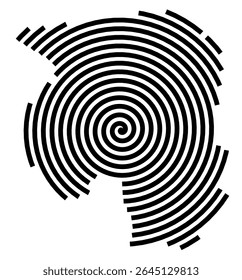 Symbol Map of the city Gröbenzell (Bayern, Germany) showing the city with a black spiral line