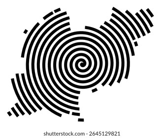 Mapa de símbolos da cidade Eichstätt (Baviera, Alemanha) mostrando a cidade com uma linha espiral preta