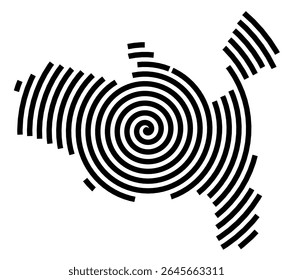 Mapa de símbolos da cidade Oberschleißheim (Baviera, Alemanha) mostrando a cidade com uma linha espiral preta