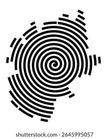 Symbol Map of the city Maxhütte-Haidhof (Bayern, Germany) showing the city with a black spiral line