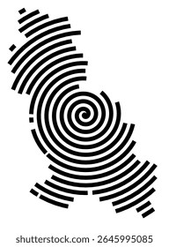 Symbol Map of the city Rödental (Bayern, Germany) showing the city with a black spiral line