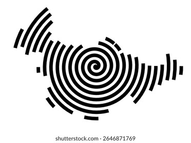 Mapa de símbolos da cidade Dinkelsbühl (Baviera, Alemanha) mostrando a cidade com uma linha espiral preta