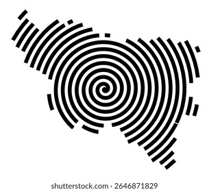 Symbol Map of the city Haßfurt (Bayern, Germany) showing the city with a black spiral line