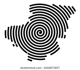 Symbol Map of the city Neusäß (Bayern, Germany) showing the city with a black spiral line