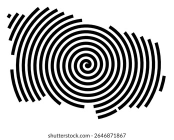 Symbol Map of the city Schwabmünchen (Bayern, Germany) showing the city with a black spiral line