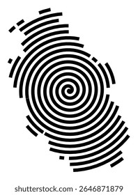 Symbol Map of the city Günzburg (Bayern, Germany) showing the city with a black spiral line