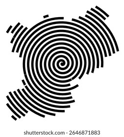 Symbol Map of the city Weißenhorn (Bayern, Germany) showing the city with a black spiral line