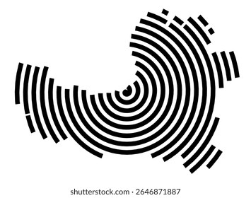 Symbol Map of the city Füssen (Bayern, Germany) showing the city with a black spiral line