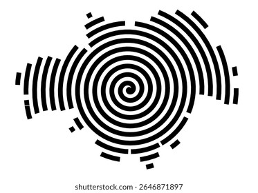 Mapa de símbolos da cidade Donauwörth (Bayern, Alemanha) mostrando a cidade com uma linha espiral preta