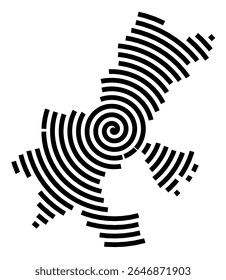 Symbol Map of the city Nördlingen (Bayern, Germany) showing the city with a black spiral line