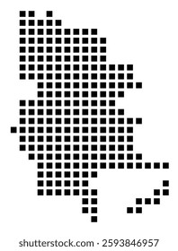 Symbol Map of the City Beaumont (Texas) showing the city with a pattern of just a few black squares