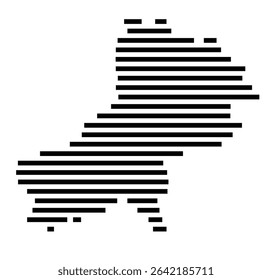 Symbol Map of the city Bebra (Hessen, Germany) showing the area of the city with just a few black horizontal lines