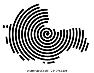 Symbol Map of the city Bedburg (Nordrhein-Westfalen, Germany) showing the city with a black spiral line