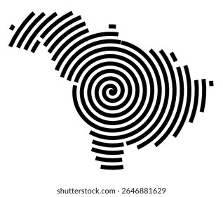 Symbol Map of the city Beelitz (Brandenburg, Germany) showing the city with a black spiral line