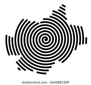 Symbol Map of the city Rüdersdorf bei Berlin (Brandenburg, Germany) showing the city with a black spiral line