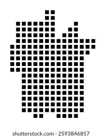 Symbol Map of the City Bellevue (Washington) showing the city with a pattern of just a few black squares