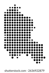 Symbol Map of the city Belm (Niedersachsen, Germany) showing the city with a pattern of just a few black dots