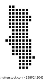 Symbol Map of the City Bender (Moldova) showing the city with a pattern of just a few black squares