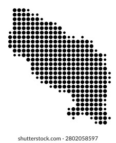 Symbol Map of the City Bender (Moldova) showing the area with a pattern of black circles