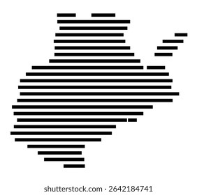 Symbol Map of the city Bendorf (Rheinland-Pfalz, Germany) showing the area of the city with just a few black horizontal lines