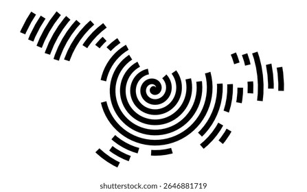 Symbol Map of the city Bergen auf Rügen (Mecklenburg-Vorpommern, Germany) showing the city with a black spiral line